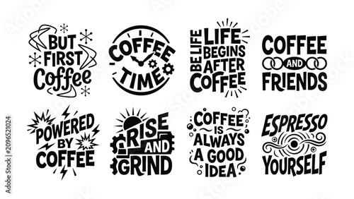 Foto Creative Coffee Themed Motivational Sayings With Transparent Background Designs