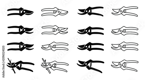 Foto Pruning Shears Collection Black Silhouette garden secateurs