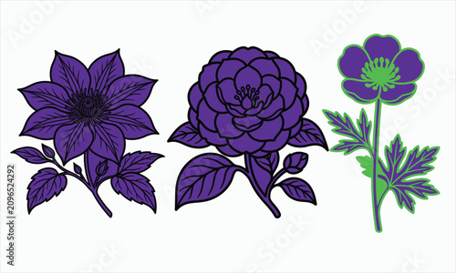 Modern floral vector illustration collection featuring elegant flowers, leaves, and botanical elements. Perfect for logo design, branding, invitations, wedding stationery, packaging, textile prints