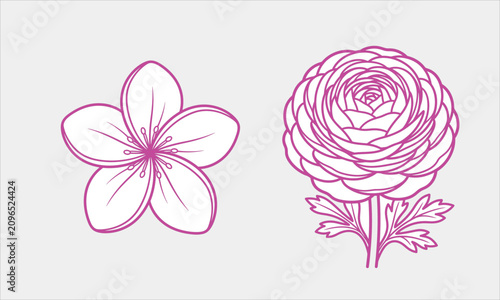 Modern floral vector illustration collection featuring elegant flowers, leaves, and botanical elements. Perfect for logo design, branding, invitations, wedding stationery, packaging, textile prints