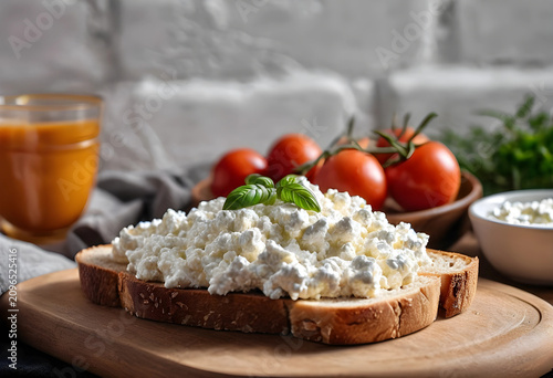 Slice of bread with cottage...