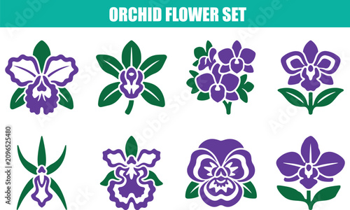 Canvastavla Exotic Orchid Flower Glyph Icons | Premium Botanical Pictogram Vector Collection