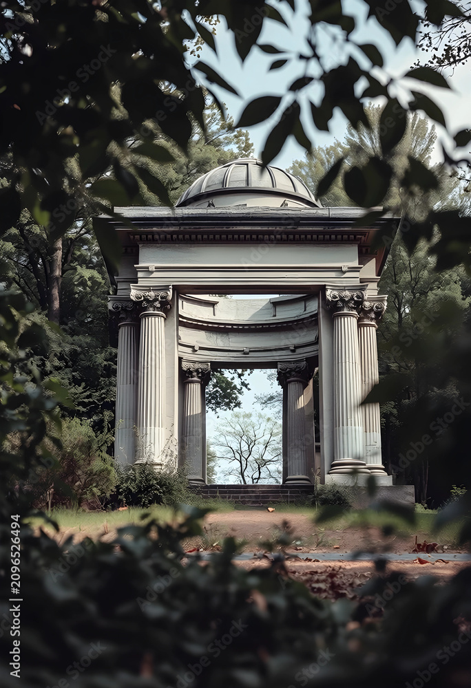 Obraz premium Old abandoned classical monument surrounded by nature