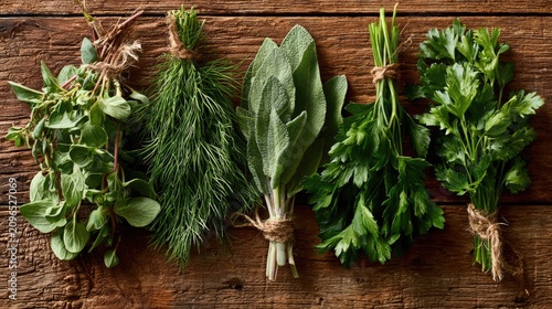 fresh herbs on the table