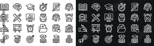 Canvastavla A comprehensive collection of outline style education icons featuring academic s