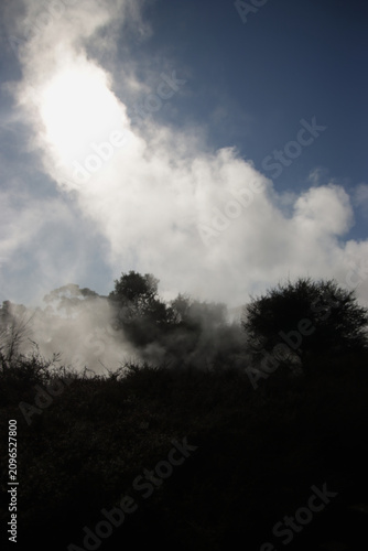 Steam Rising from Geothermal Park