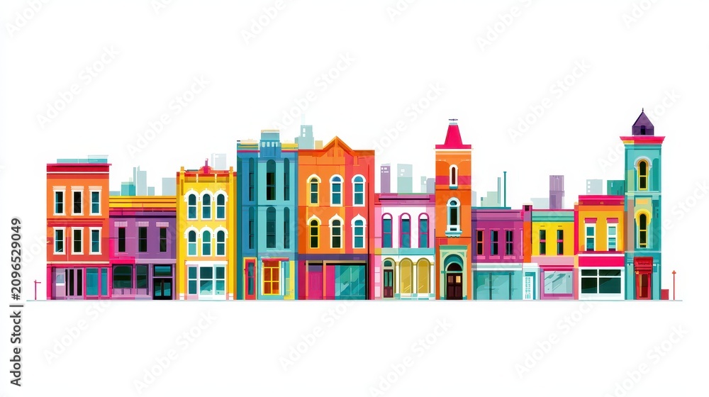 Fototapeta premium Ames Iowa Skyline with Colorful Buildings on a White Background — Illustration