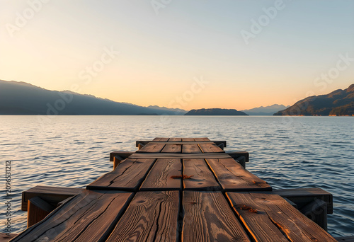 Weathered wooden dock exten...