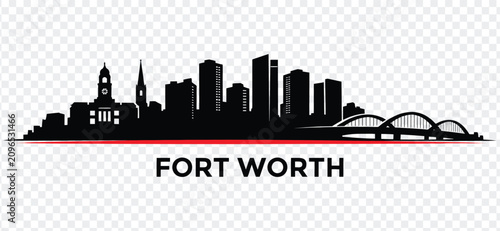 Quadro su tela Fort worth texas city skyline silhouette vector illustration