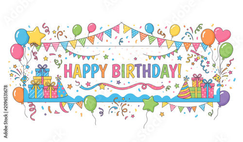 Colorful Birthday Celebration Banner Vector Illustration