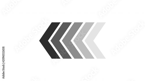 Animation of swiping arrows pointing left. Moving black arrows going from right to left on transparent background