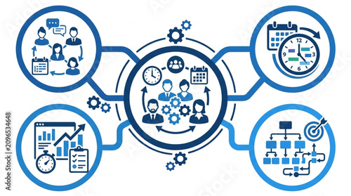 Business process management and workflow optimization concept illustration.