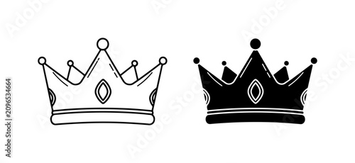 Canvas Print Crown Icons: Royal Symbol Vector Art, Black and White Royalty Symbols, King Quee