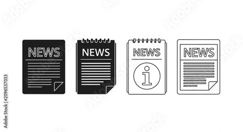 Tableau sur toile Newspaper Silhouettes With Variations In Style And Format Silhouette