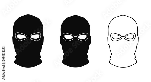 Schilderij op canvas Balaclava Masks In Black And White Silhouette