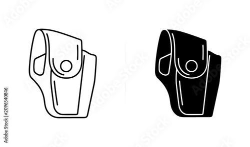 Fotografie Holster Icon Set, Black and White Outline, Vector Graphics for Security and Util