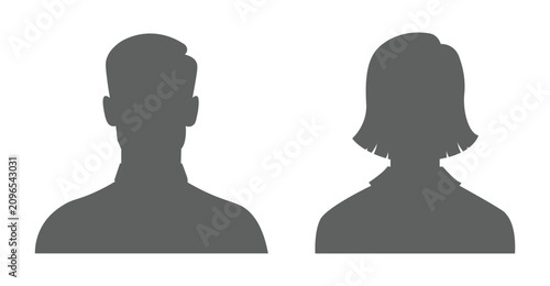 Foto Male and female head silhouettes against a white background representing anonymo