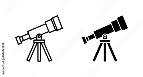 Cuadro en lienzo Telescope Icons, Astronomy Equipment, Space Exploration Tools, Scientific Discov