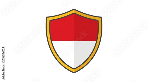 Indonesian National Flag Symbol Inside a Gold Bordered Shield for Security and Protection