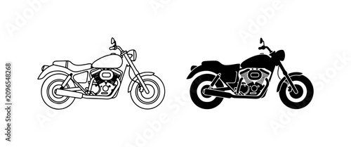 Foto Motorcycle Icons, Black and White Vector Art, Cruiser Bike Graphics for Transpor