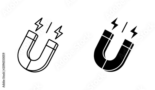 Cuadro en lienzo Horseshoe Magnet Icons, Magnetic Force Symbols, Attraction Physics, Science Vect