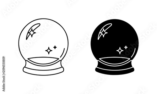 Quadro su tela Crystal Ball Icons, Fortune Telling Orb Vector Graphics, Mystical Sphere Symbols