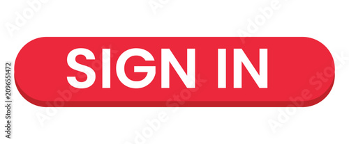 Sign in button icon a flat red rectangle with rounded corners and white text overlay login entry access