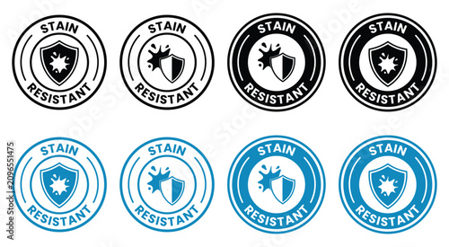 Fotografie Stain resistant shield emblems a set of circular vector icons with text and prot