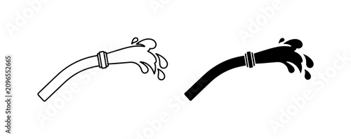 Tablou pe pânză Water Hose Spraying, Liquid Flowing, Garden Irrigation, Cleaning Tool Icons