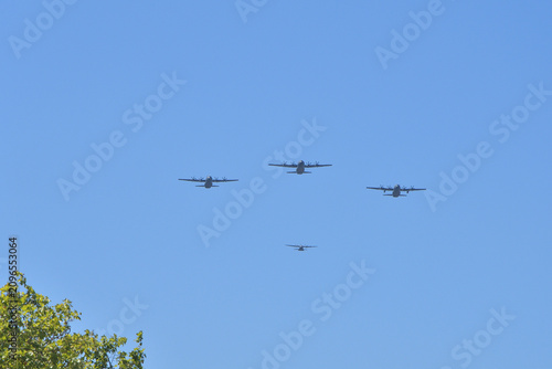 Принти на полотні French Air Force aircraft formation during Bastille Day rehearsal in Paris, Fran