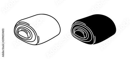 Pain au Chocolat Vector Icons, Chocolate Croissant Line Art and Silhouette, Bakery Pastry Symbols