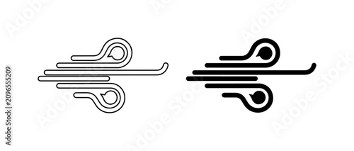 Wind Icons, Air Flow Symbols, Gust of Wind Vector Graphics, Weather Elements