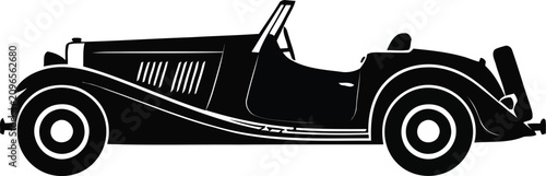 Foto Black silhouette of a vintage classic roadster car