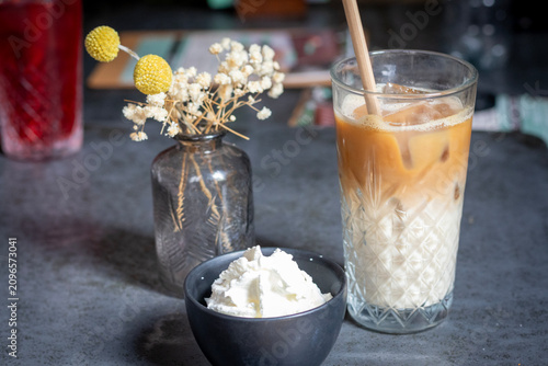 Iced frappe with cream