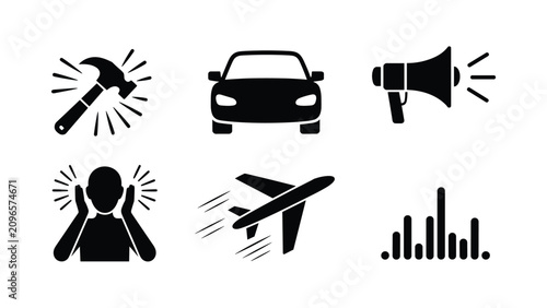 Bild auf Leinwand Noise pollution icons