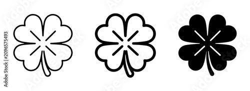 Four Leaf Clover Icons, Lucky Symbol Vector Art, Good Fortune Graphics