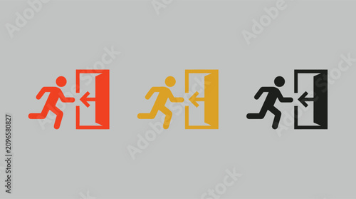 Emergency exit sign icon vector for building evacuation map safety dashboard and warning interface