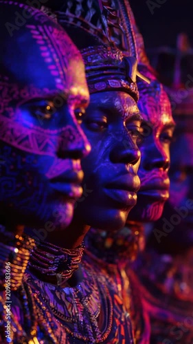 Colorful cultural display of traditional art and expression at a festival in Africa with performing artists