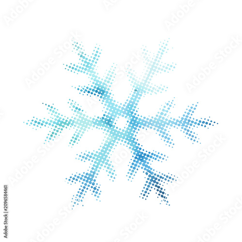 snowflake made of dots halftone object Hand drawn. Not AI, vector illustration.