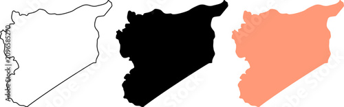 Schilderij op canvas Syria map outline icons