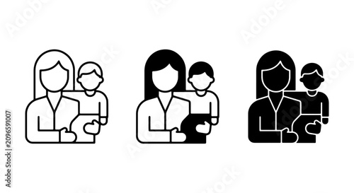 Canvastavla Family Icon Set: Mother and Child, Parental Love, Caregiving, Simple Vector Grap