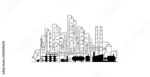 Oil Refinery Industrial Plant Vector Illustration