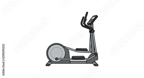 Professional elliptical trainer machine illustration for cardio workout and fitness training isolated on white background