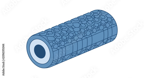 Blue Textured Foam Roller Cylinder for Myofascial Release Fitness and Physical Therapy Exercise Equipment Illustration