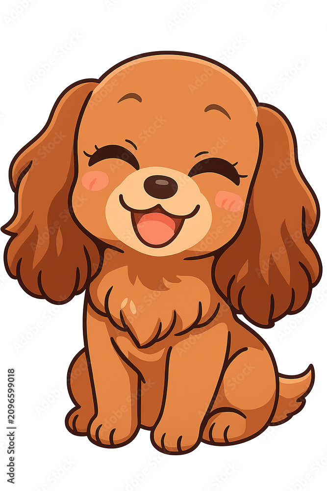 Fototapeta premium Isolated vector drawing of a sweet happy dog with rosy cheeks