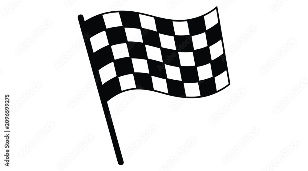 Fototapeta premium Checkered flag silhouette racing finish line symbol for motorsports and victory concepts