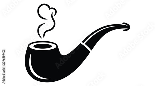 Tableau sur toile Classic smoking pipe silhouette with smoke vector illustration for vintage desig