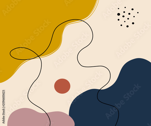Bold Colorful Abstract Organic Background Set with Modern Geometric Shapes. Collection of vibrant abstract backgrounds with bold contrasting colors, organic shapes, hand drawn lines, geometric element