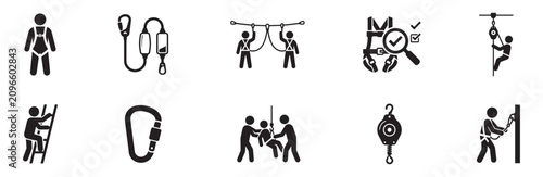 Foto High altitude work and adventure park icon set