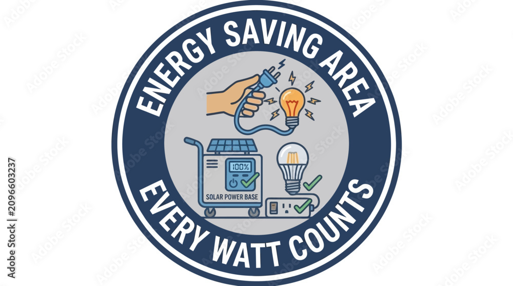 Obraz premium Energy saving area sign promoting sustainable power solutions for eco friendly and renewable energy initiatives